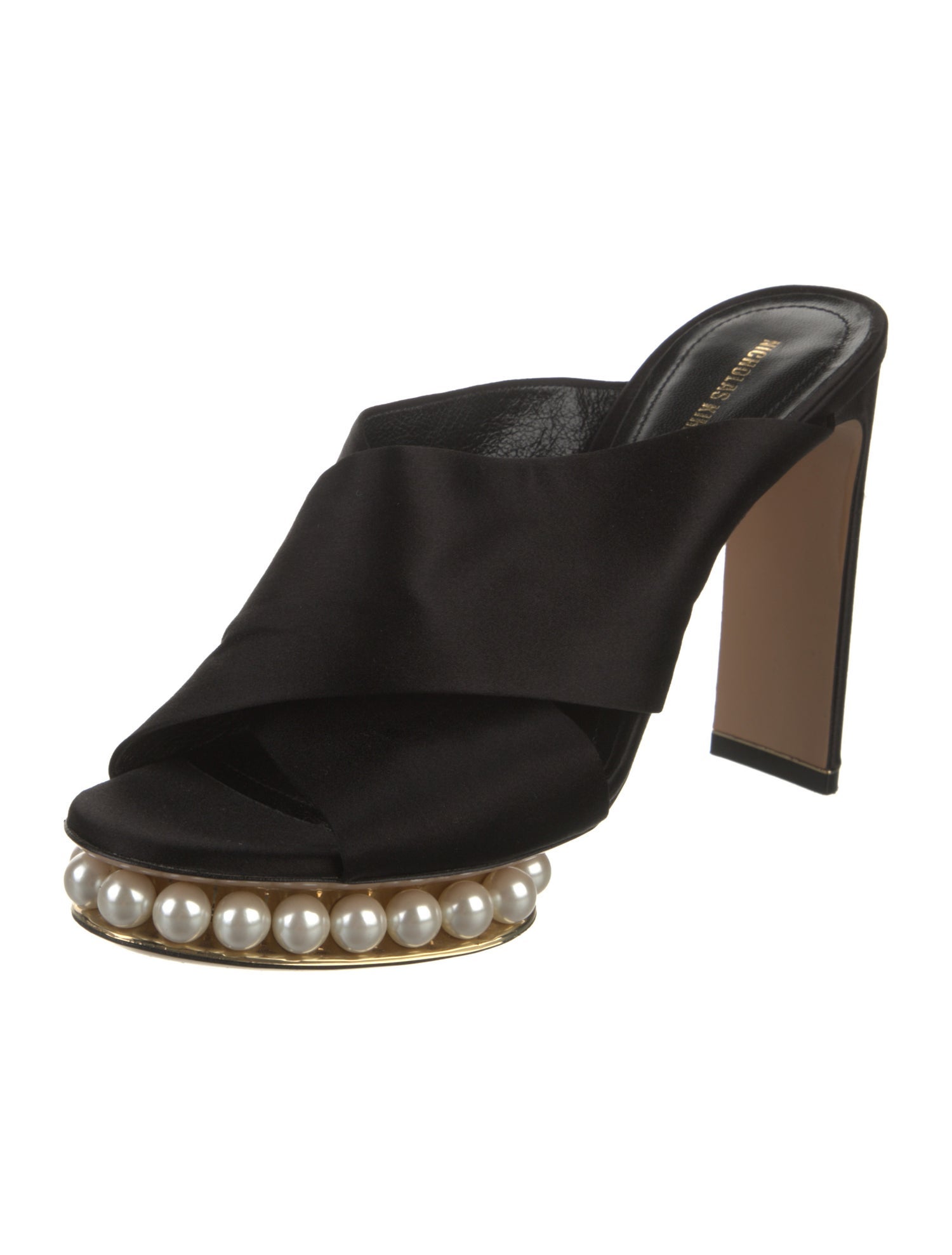 Nicholas Kirkwood Faux Pearl Accents Satin Slides